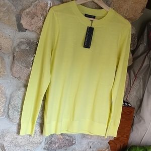 Bright yellow green Merino Wool sweater, M